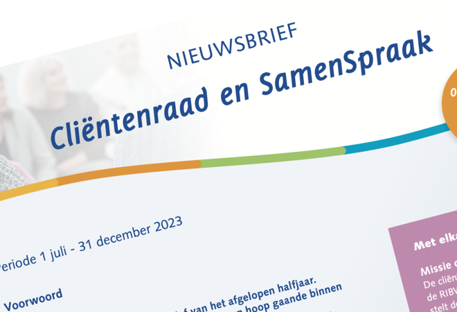 Nieuwsbrief cliëntenraad en samenspraak juli dec 2023 staat on-line